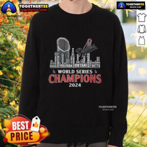 Top Los Angeles Dodgers World Series Champions sweatshirt featuring team logo and vibrant blue color.