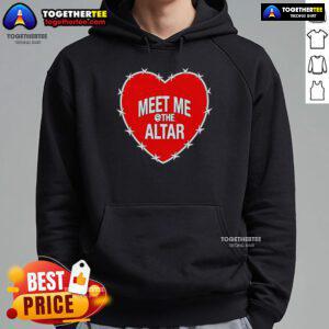 Alt Text: Top Meet Me At The Altar Heart Hoodie featuring a stylish heart graphic, perfect for music lovers and casual wear.