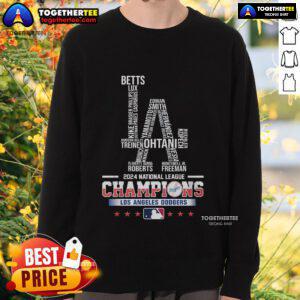 2024 Los Angeles Dodgers sweatshirt celebrating Top National League Champions, featuring team logo and vibrant design.