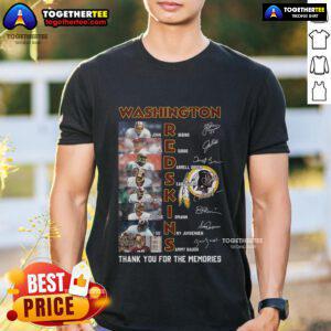 Alt Text: Top Washington Redskins Thank You For The Memories T-Shirt featuring team colors and logo, perfect for fans.