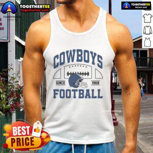 Supporter wearing a Nice Cowboys Football Team Sice 1960 tank top, showcasing team pride and style at the game.