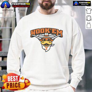 Nice HookEm Texas Sweatshirt in burnt orange, showcasing Texas pride with a stylish design for fans and students.