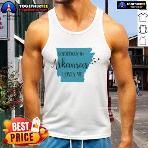 Arkansas state tank top with 'Somebody Loves Me' design, perfect for showing state pride and casual summer style.