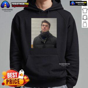 Official Luigi Mangione's mugshot released on a stylish hoodie design, showcasing unique streetwear fashion.
