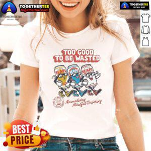Official Too Good To Be Wasted Mindful Drinking Ladies Tee in vibrant colors, perfect for promoting mindful drinking.