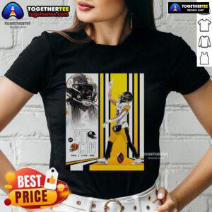 Alt Text: Pittsburgh Steelers vs Cincinnati Bengals Dec 1, 2024 Ladies Tee featuring 'We're On To Cincinnati' design.