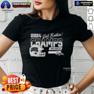 Premium 2024 Ohio University Football Champs ladies tee featuring team colors and logo, perfect for fans and game day.