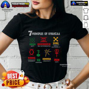 Top 7 Principles of Kwanzaa Ladies Tee featuring vibrant design and cultural symbols celebrating Kwanzaa traditions.