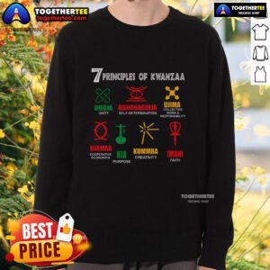 Cozy sweatshirt featuring the Top 7 Principles of Kwanzaa in vibrant colors, perfect for celebrating Kwanzaa traditions.