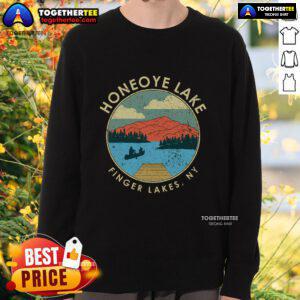 Cozy sweatshirt featuring 'Top New York Honeoye Lake Finger Lakes' design, perfect for lake lovers and outdoor adventures.