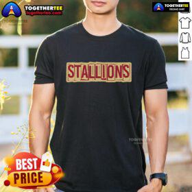 Official Stallions Birmingham Football Tailgate T-Shirt featuring vibrant team colors and logo for game day excitement.