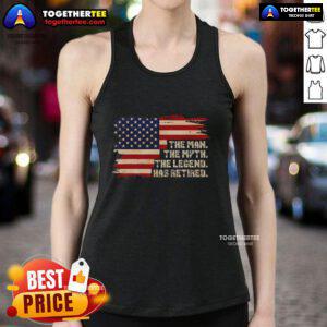 Top Retirement The Legend Has Retired American Flag Tank Top featuring a bold design celebrating retirement.