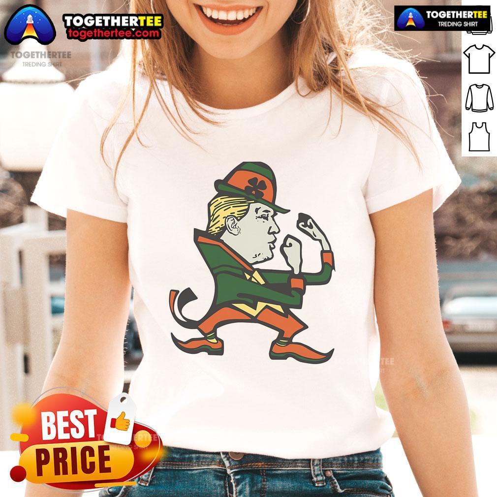Funny Trump St. Patrick's Day ladies tee featuring a playful design for festive celebrations.