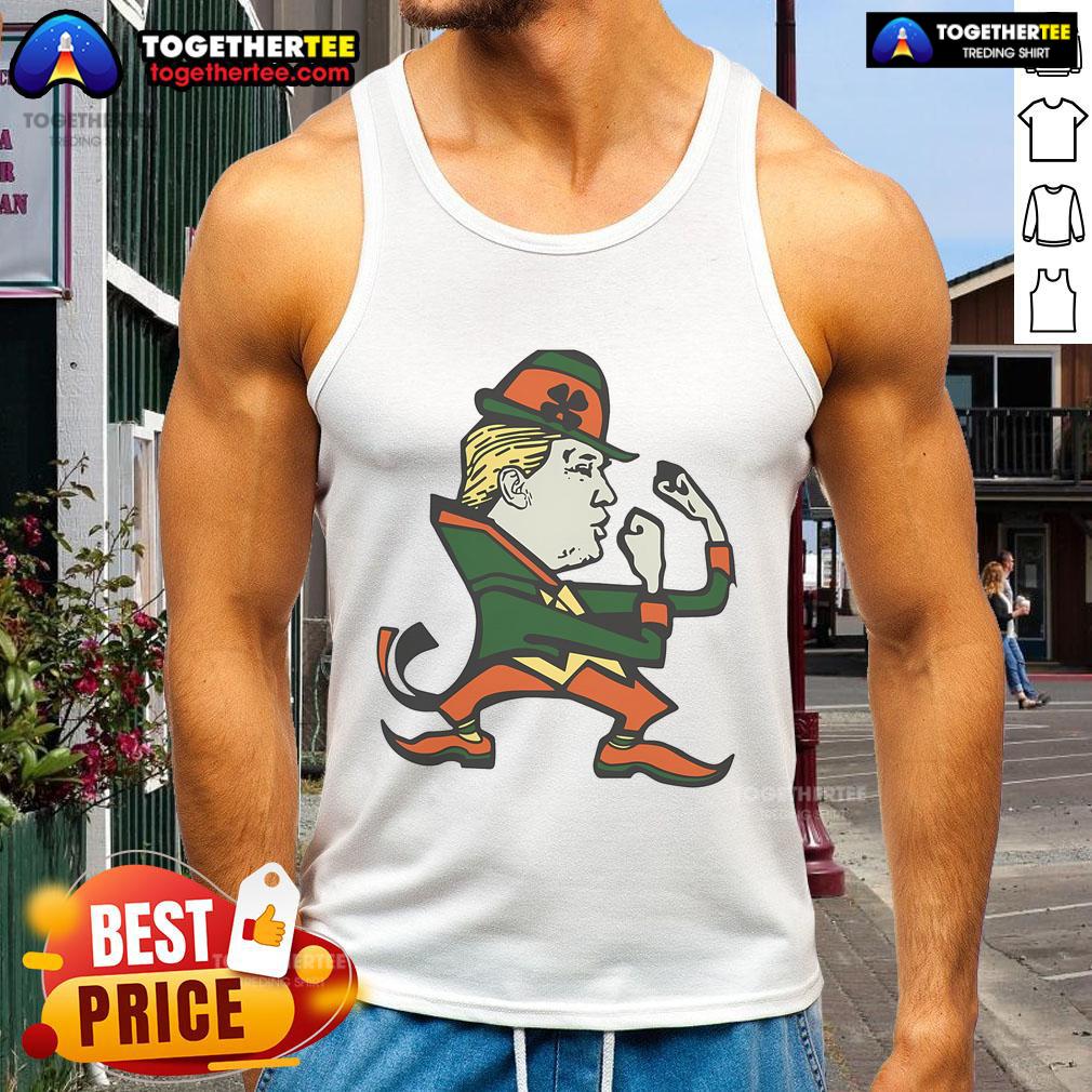 Funny Trump St. Patrick's Day tank top featuring a humorous graphic, perfect for celebrating St. Paddy's Day in style.