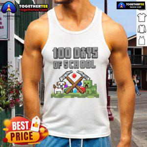 Official 100 Days of School Minecraft Gaming Pixel Tank Top featuring vibrant graphics and a playful design for fans.