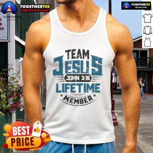 Official Christian Bible Verse Team Jesus Lifetime Member Tank Top in vibrant colors, perfect for faith-inspired apparel.