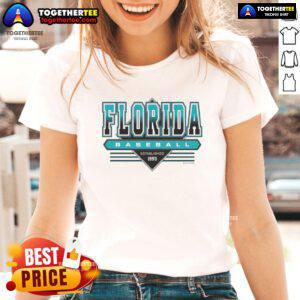 Retro ladies tee featuring Official Miami Florida Baseball design, established in 1993, perfect for fans of the team.