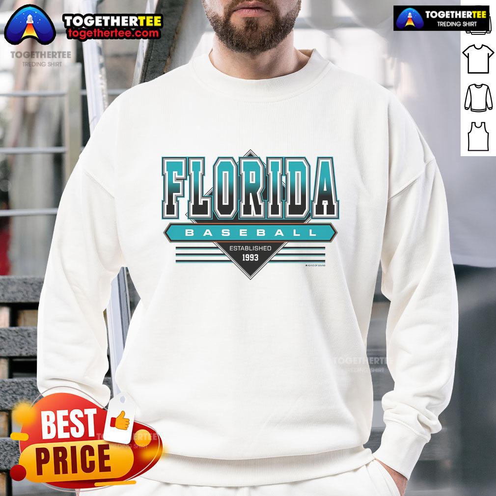 Retro sweatshirt featuring 'Official Miami Florida Baseball Established 1993' design, perfect for fans and collectors.