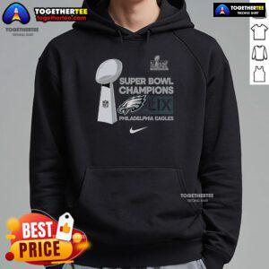 Alt Text: Official Nike Philadelphia Eagles Super Bowl Champions LR Trophy Collection Hoodie in team colors with logo.