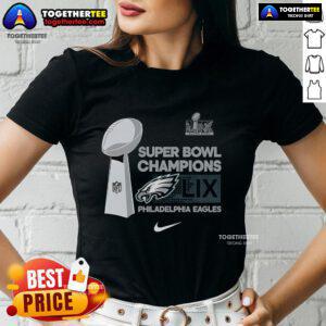 Official Nike Philadelphia Eagles Super Bowl Champions ladies tee featuring trophy collection design.
