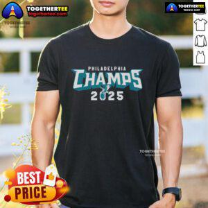 Official Philadelphia Champs 2025 T-Shirt featuring vibrant colors and team logo, perfect for celebrating the championship.