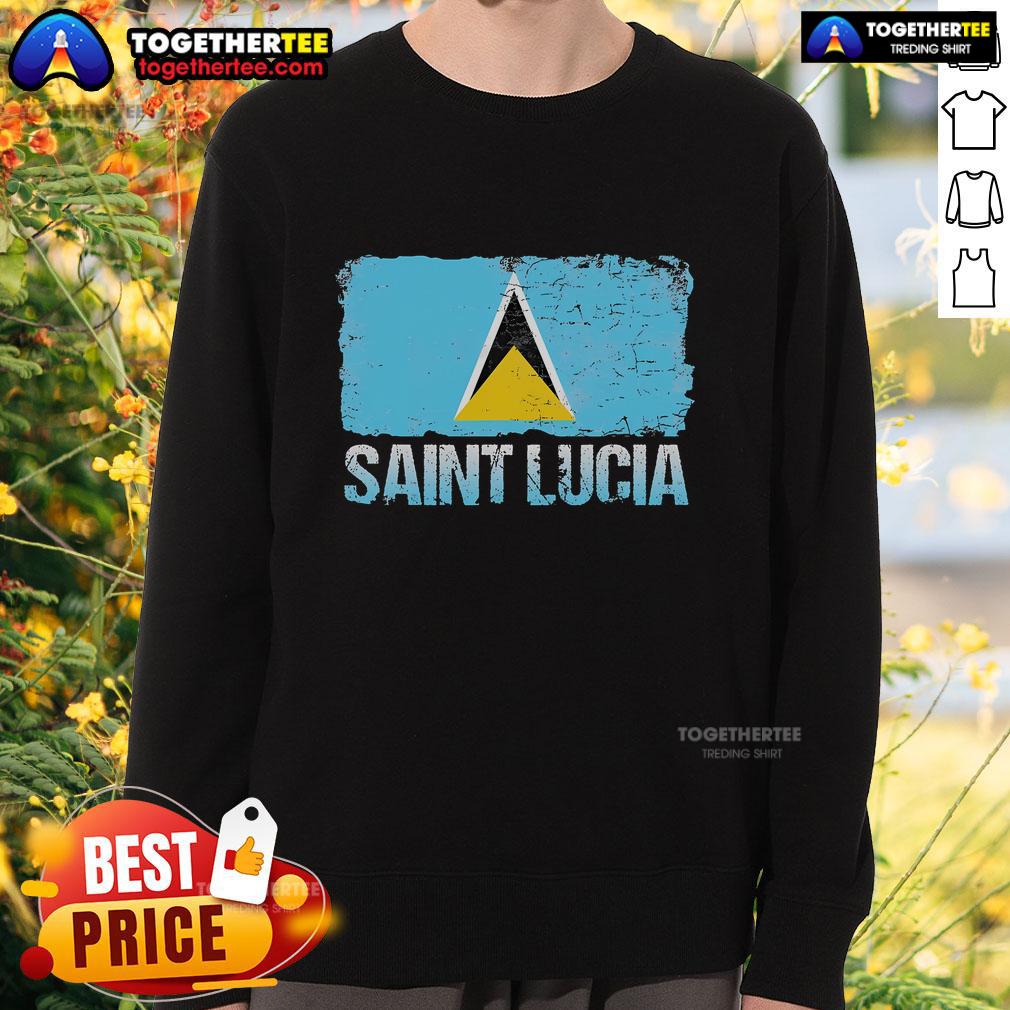 Cozy Official Saint Lucia Flag Sweatshirt featuring vibrant colors and the iconic flag design, perfect for island pride.