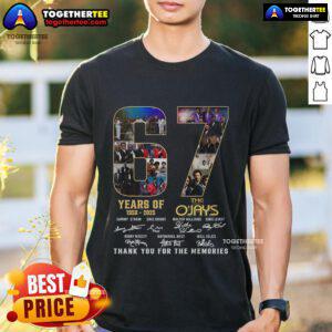 Alt Text: Official The O'Jays 67 Years Of 1958-2025 Thank You For The Memories T-Shirt celebrating the legendary music group.