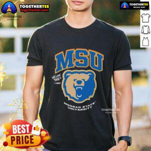 Alt Text: Official The Yard Essentials Morgan State University T-Shirt featuring the university logo and vibrant colors.