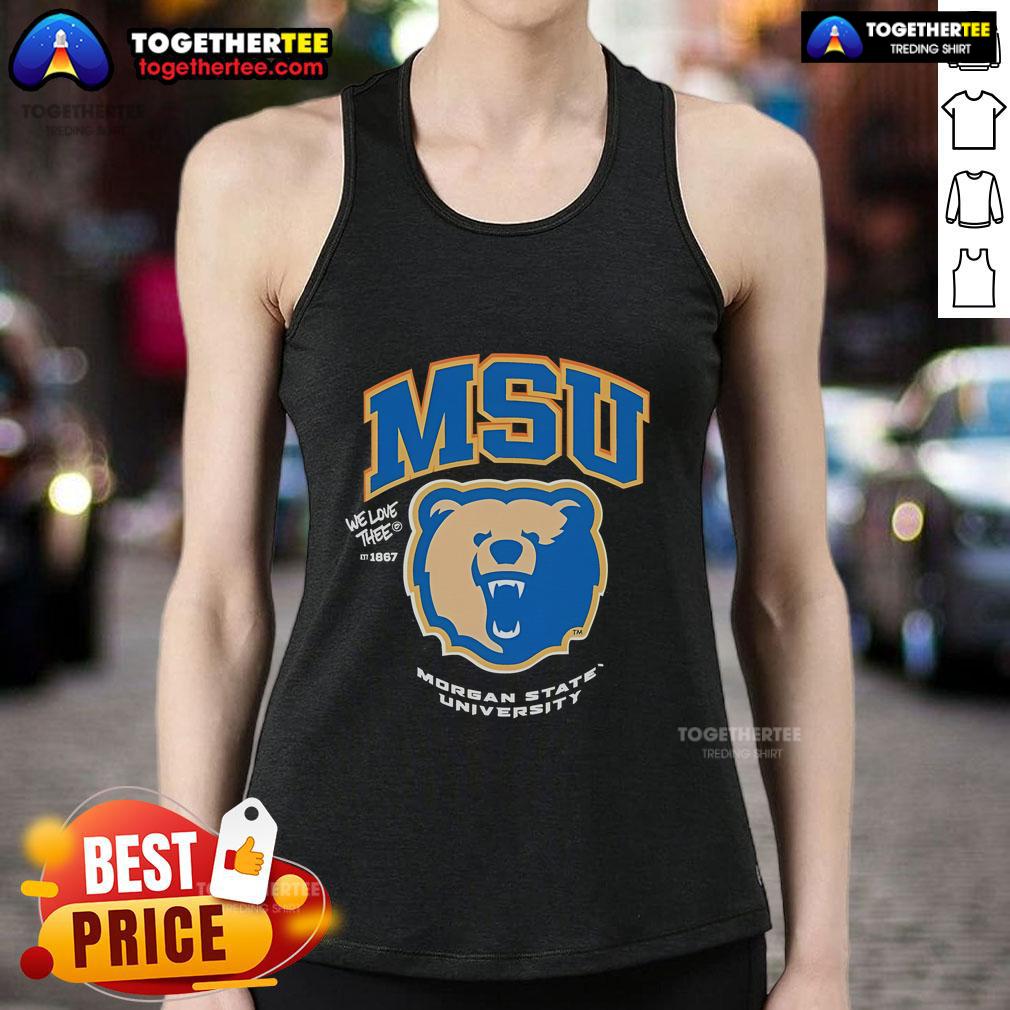 Official Morgan State University tank top from The Yard Essentials, featuring a stylish design perfect for fans.