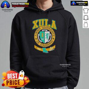 Official The Yard Essentials Xavier University of Louisiana XULA Hoodie in navy blue, featuring logo and comfortable fit.