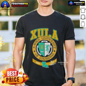Official The Yard Essentials Xavier University of Louisiana XULA T-Shirt featuring the school's logo and vibrant design.