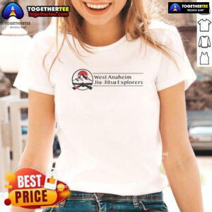 Official West Anaheim Jiu Jitsu Explorers ladies tee featuring a stylish design, perfect for training and casual wear.