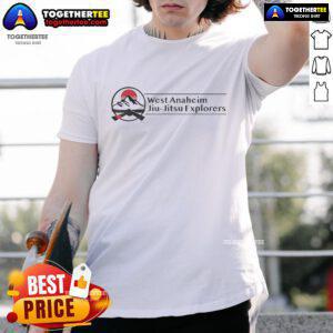 Alt Text: Official West Anaheim Jiu-Jitsu Explorers T-Shirt featuring logo and design for martial arts enthusiasts.