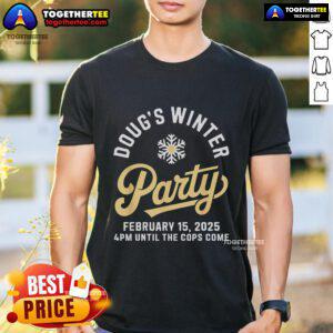 Premium Doug's Winter Party vintage T-shirt featuring 'Smells Like Monday' design, perfect for winter gatherings.