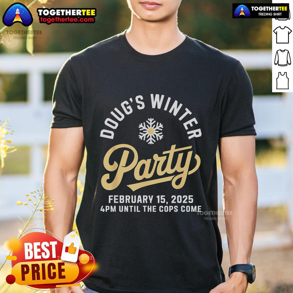Premium Doug's Winter Party vintage T-shirt featuring 'Smells Like Monday' design, perfect for winter gatherings.