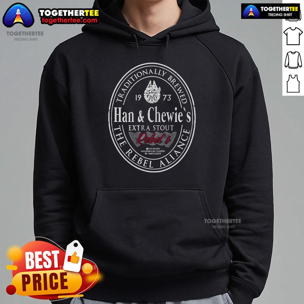 Premium Han Chewies Extra Stout Hoodie in black, showcasing a cozy design perfect for casual wear and warmth.
