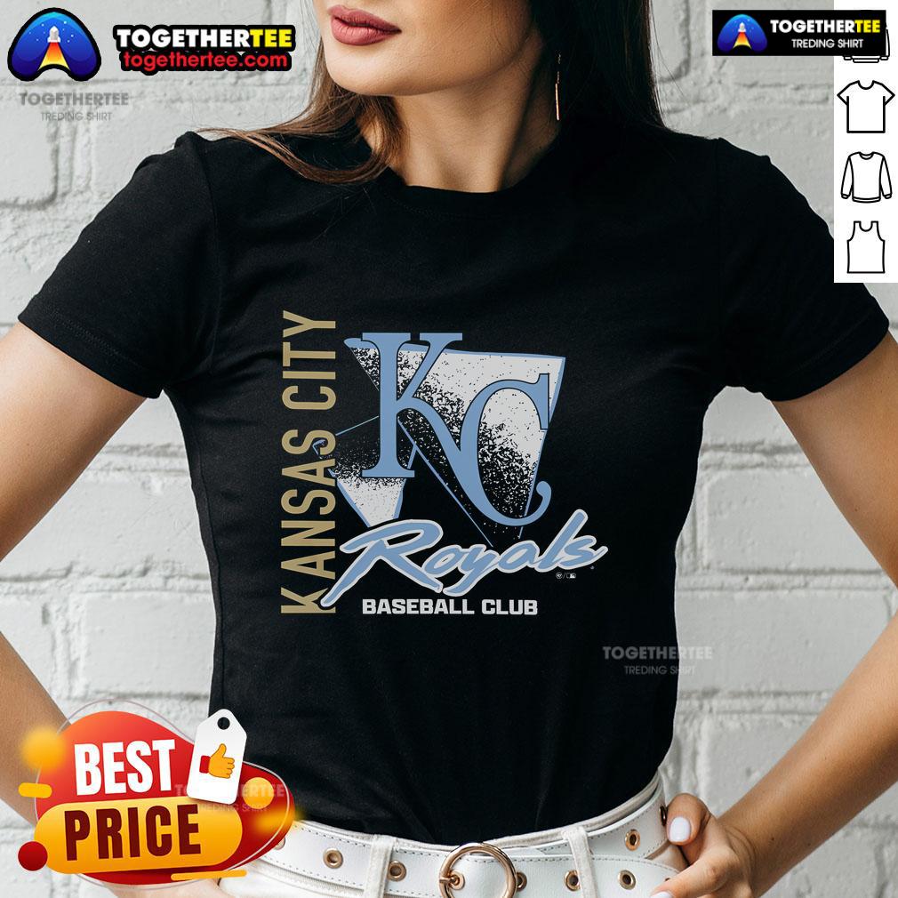 Premium Kansas City Royals side arm baseball club ladies tee featuring vibrant team colors and logo, perfect for fans.