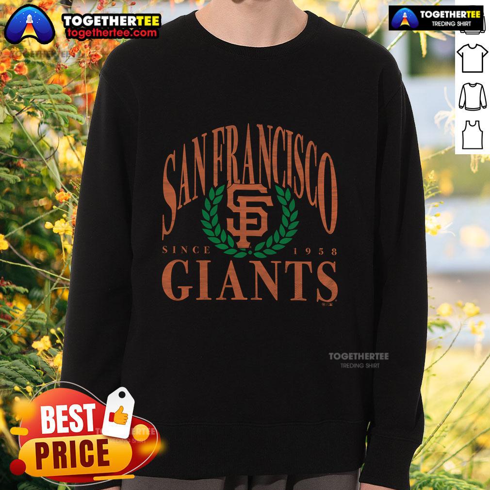 Premium San Francisco Giants pitchout sweatshirt since 1958 featuring team logo and stylish design for fans.