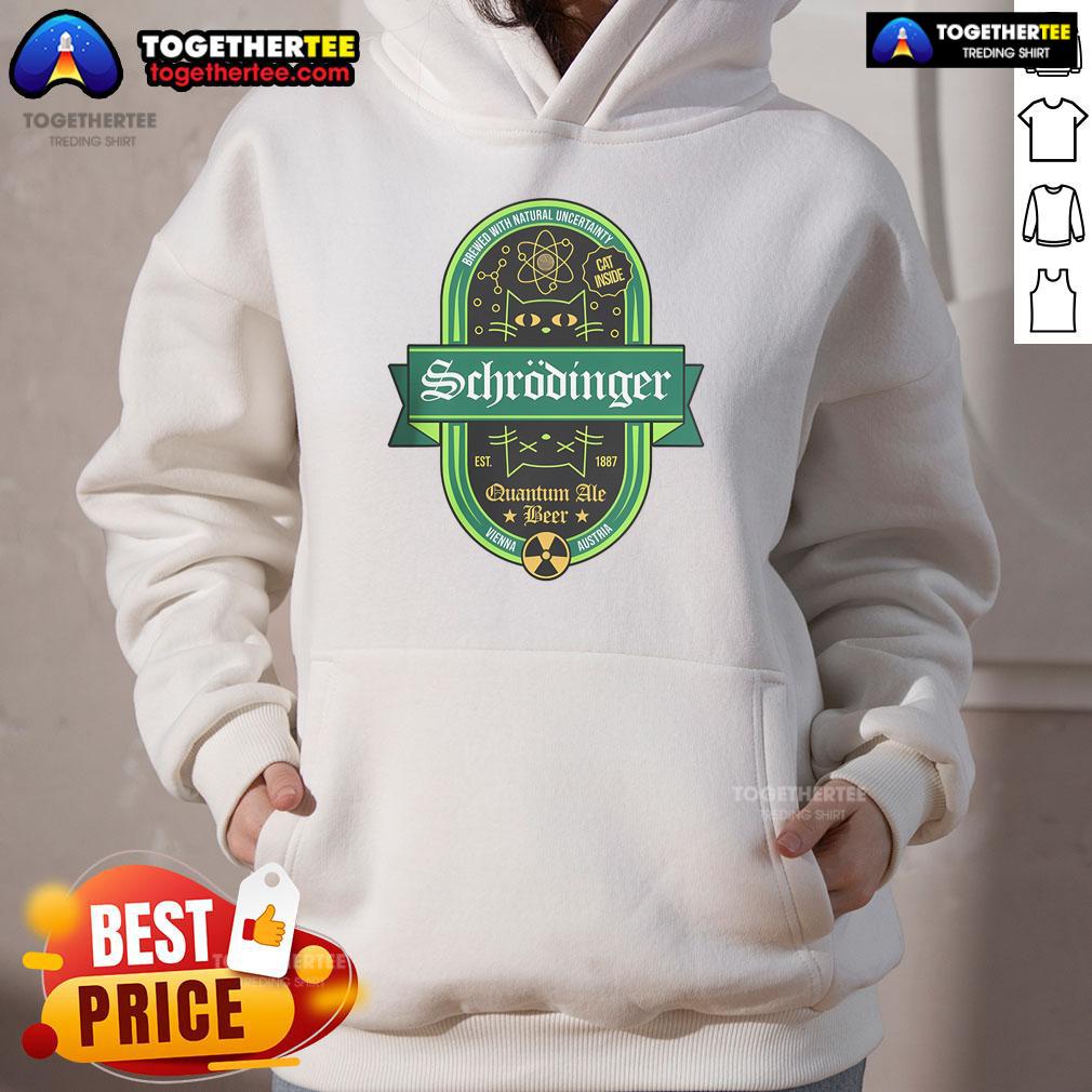 Premium Schrodinger Quantum Ale Beer Cat Hoodie featuring a playful cat design and vibrant colors for science enthusiasts.