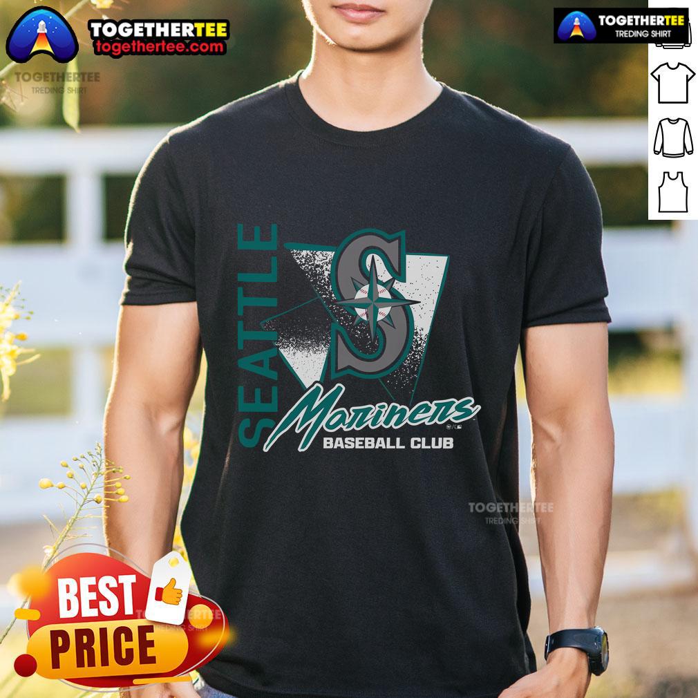 Premium Seattle Mariners Side Arm Baseball Club T-Shirt featuring vibrant team colors and logo, perfect for fans.