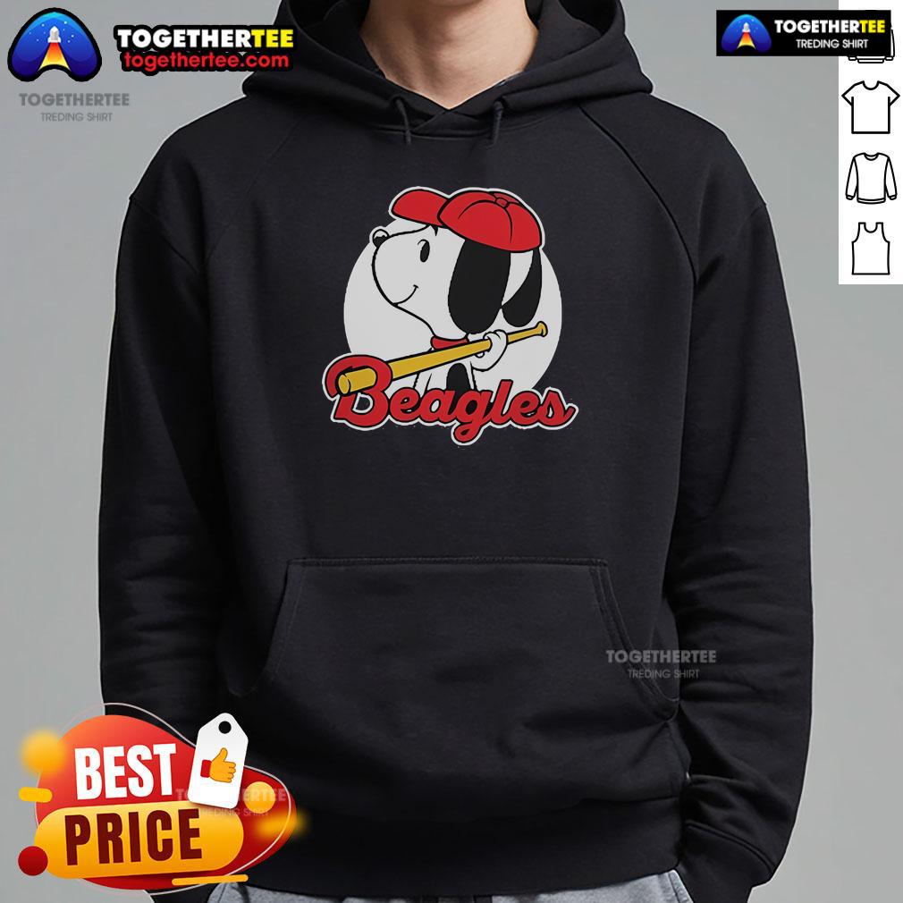 Premium Snoopy comic beagle baseball hoodie featuring a playful Snoopy design, perfect for dog lovers and casual wear.