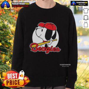 Alt Text: Premium Snoopy comic beagle baseball sweatshirt featuring vibrant graphics and cozy design for fans of Peanuts.