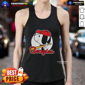 Premium Snoopy Comic Beagle Baseball Tank Top featuring a playful Snoopy design, perfect for summer and sports fans.