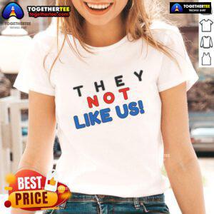 Premium 'They Not Like Us' Ladies Tee in stylish design, perfect for casual wear and expressing individuality.