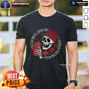 Pretty Living Life On The Bleachers Mama Skull T-Shirt featuring a stylish skull design for trendy moms.