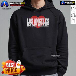 Stylish 'Pretty Los Angeles In My Heart' hoodie featuring vibrant colors, perfect for casual wear and LA pride.