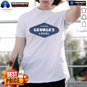 Top 4Th & Main George's Local logo t-shirt featuring vibrant design and comfortable fit for casual wear.