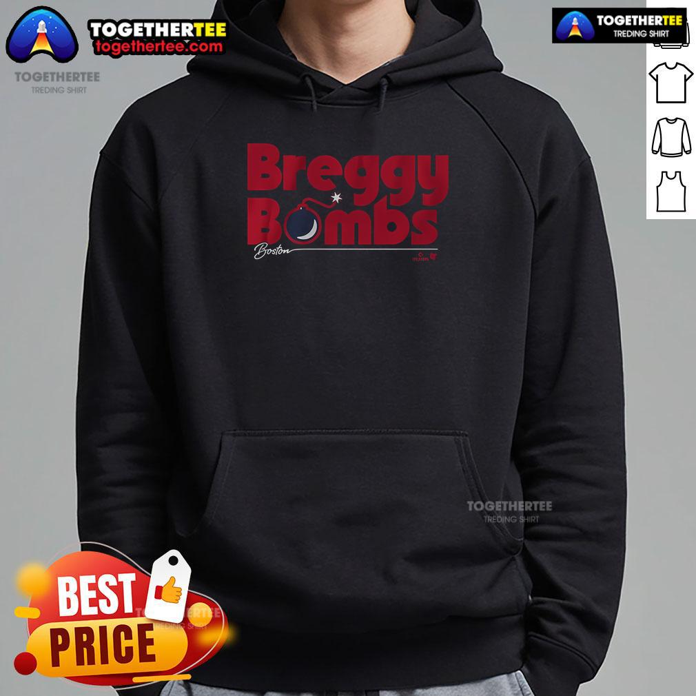 Alex Bregman wearing a Boston Breggy Bombs hoodie, showcasing team spirit and style for MLB fans.