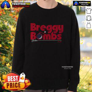 Alex Bregman Boston Breggy Bombs sweatshirt showcasing stylish design for MLB fans and Bregman enthusiasts.