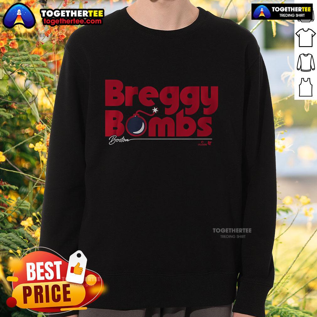 Alex Bregman Boston Breggy Bombs sweatshirt showcasing stylish design for MLB fans and Bregman enthusiasts.